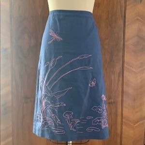 Blue linen French Connection wiggle pencil skirt